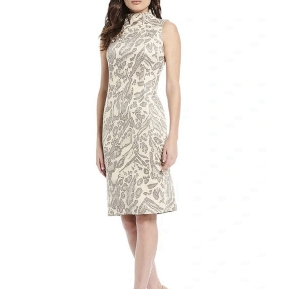 J. MCLAUGHLIN Liz Suede Jaguar Print Sheath Dress Size Medium Cocktail Sexy
